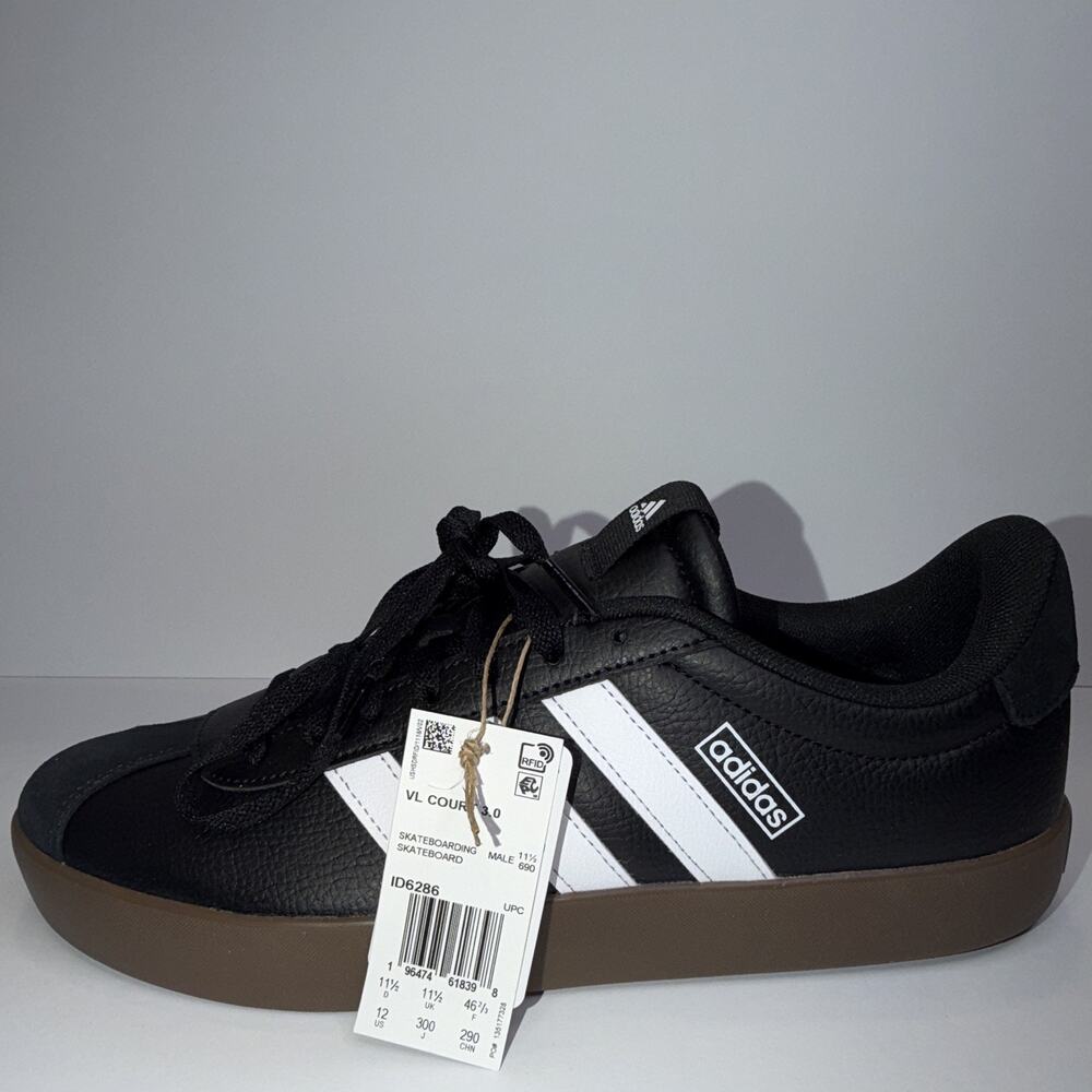 adidas VL Court 3.0 Men's Low Top Sneakers Black/White/Gum ID6286